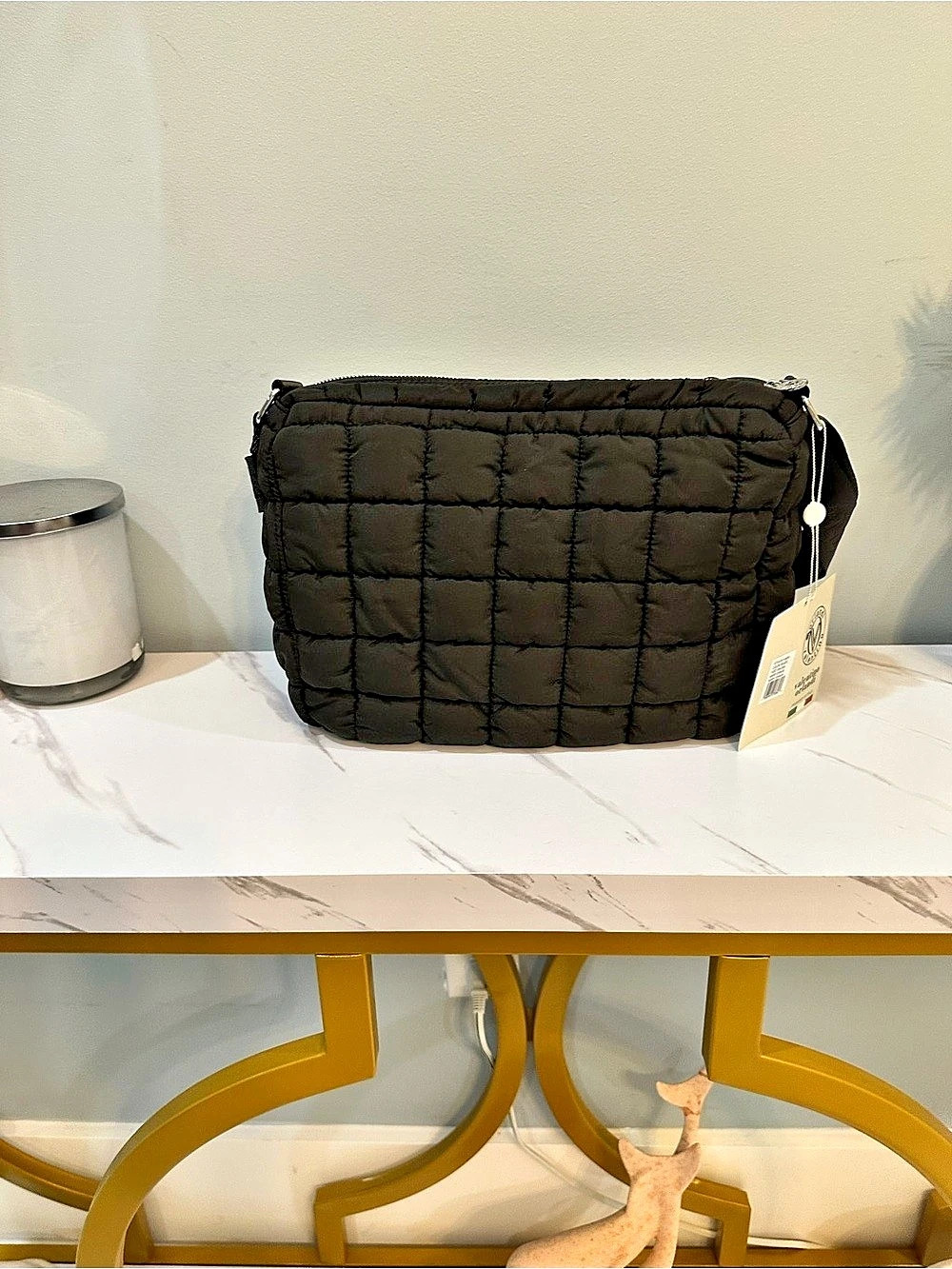 Valentino Orlandi VOSB-02T Medium Puffy QuiltedCrossbody Bags Black Size Medium